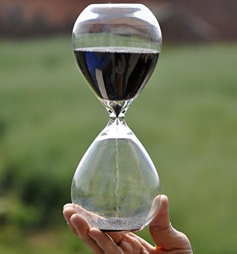 Large Fashion Black Sand Glass Sandglass Hourglass Timer Clear Smooth Glass Measures Home Desk Decor Xmas Birthday Gift (30 Minutes)