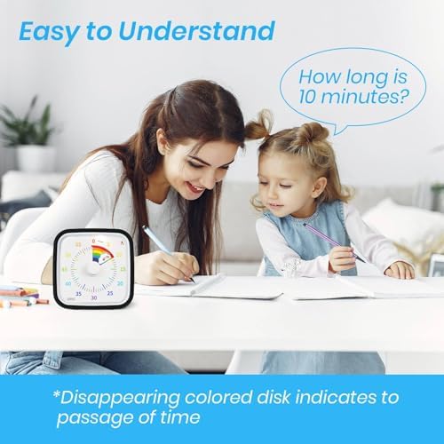 Yunbaoit Rainbow Visual Timer for Kids, 60-min Countdown Timer, Black