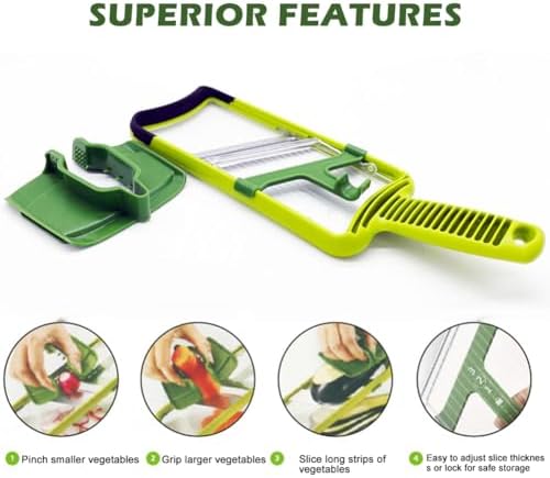 Multi Handheld Mandoline Slicer, Stainless Steel Professional Vegetable Slicer with Comfortable Grip, Vegetable Slicer for Potatoes, Onions, Cucumbers, Cheese, Easy to Clean