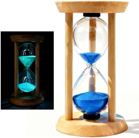 PROLOSO Wooden Sand Timers 1 Minute Glow in the Dark Sandglass Countdown Hourglass Sand Clock for Toothbrush Timer Games Classroom Home Office