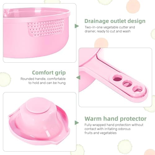 Multifunction mandoline slicer;vegetable chopper;vegetable slicer;food slicer;food chopper;chopper container;onion chopper;mandoline food slicer;vegetable cutter;chopping artifact (pink, 9 in 1)