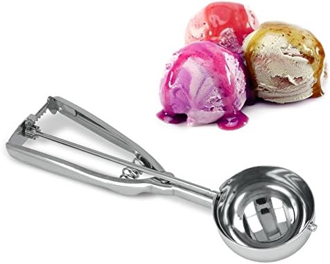 Metaltex Cram Jumbo Stainless Steel Ice Cream, Food Scoop with Easy Release Trigger-Silver, Size 6.4 cm, Stainless_Steel, Single-Coloured