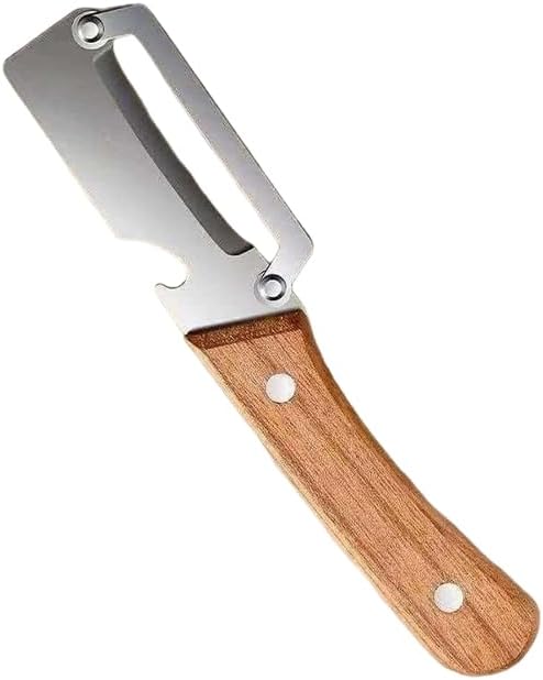 Multifunctional Vegetable Peeler with Wooden Handle, 3-in-1 Stainless Steel Fruit Peeler, Julienne Shredder, Kitchen Bottle Opener, Manual Veggie Slicer for Potatoes & Carrots, Style A 1PC