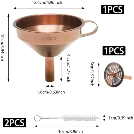 12.6cm/4.96inch Rose Gold Stainless Steel Funnel with Strainer