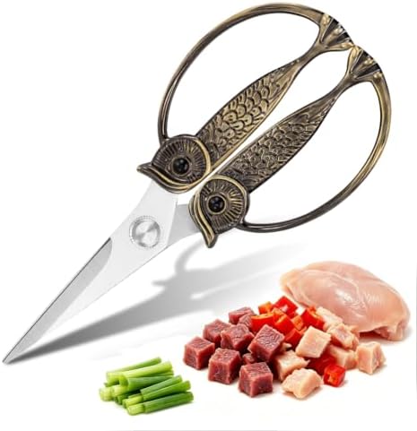 XSNBRD Heavy Duty Kitchen Scissors, Bronzed Stainless Steel Owl Shears.