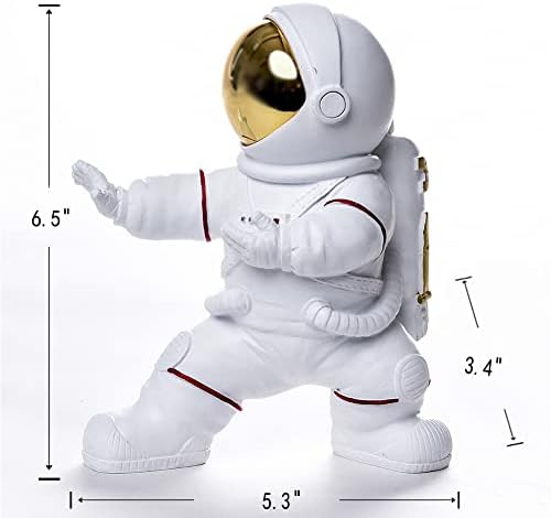 F380 Astronaut Kung Fu Figurine Statue Resin Spaceman Sculpture Desktop Ornament Space Themed Crafts Cake Toppers Model Home Office Decor Gifts for Christmas