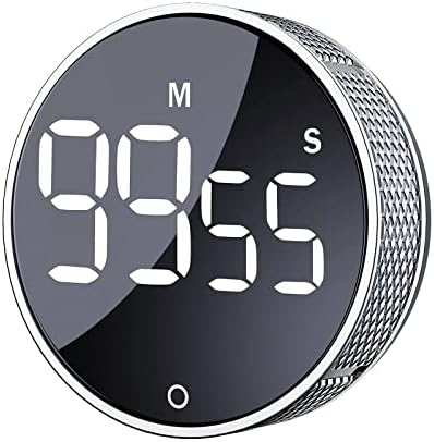 AVINIA Digital Kitchen Timers, Visual timers Large LED Display Magnetic Countdown Countup Timer for Classroom Cooking Fitness Baking Studying Teaching, Easy for Kids and Seniors Silver