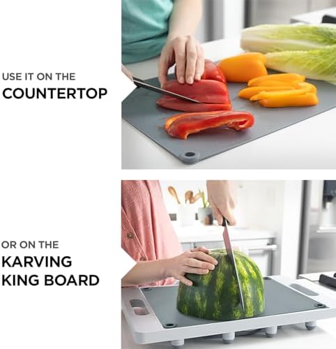 Thin Plastic Extra Cutting Board Mat, BPA Free, Non-Slip, Chopping Board, Use on Kitchen Counter or Fits into the Deluxe or Original Board, Blue