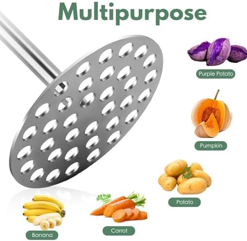 Potato Masher Manual Potato Press for Kitchen Tool,Heavy Duty Stainless Steel Potato Masher Kitchen Tool & Food Masher Potato Smasher Perfect for Bean, Vegetable, Fruits, Avocado, Meat