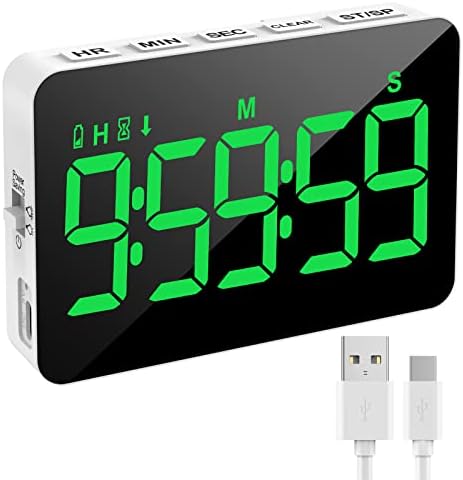 Samshow Rechargeable Digital Kitchen Timer, Green, 5 Inch