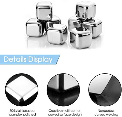 Stainless Steel Square Shaped Whiskey Stones Set Reusable Chilling Rocks Ice Stones Gift for Whiskey Lovers