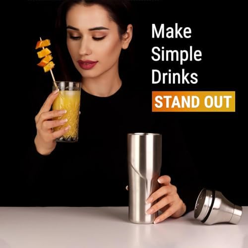 Lexenic Cocktail Shaker with Measurement Lid - Vacuum Insulated (Grey Butterfly)