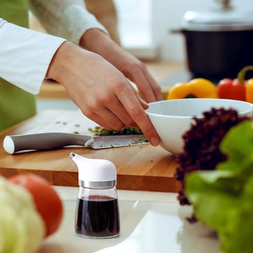 1 Pcs Soy Sauce Dispenser 5 oz, Glass Non Drip White