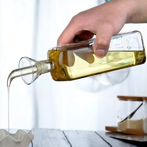 LandHope Oil Bottle Glass Olive Oil Dispenser Bottle Glass Cooking Oil Vinegar Measuring Dispenser with Spout for Kitchen and BBQ (500 ml/17 oz,2 Pack)