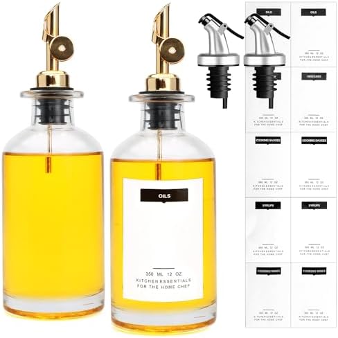 Salzesfalls 2Pcs 12oz Olive Oil Dispenser Bottle, Oil Dispenser for Kitchen