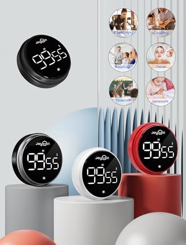 JOYHILL Digital Kitchen Timer, Large LED Display with Magnetic Countdown 3 Volume Levels, Ideal for Cooking Classroom Studying Fitness, Timer for Kids and Seniors Red