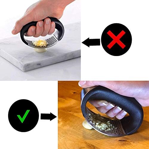 Sinnsally Garlic Press Rocker Garlic Peeler Garlic Mincer Rocker Stainless Steel Garlic Press Mincer Crusher Peeler Squeezer Slicer and Professional Press Garlic Tool (Blue Garlic Peeler)