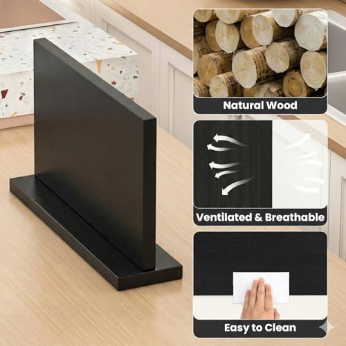 THMINS Large Magnetic Knife Holder, Double-Sided Magnetic Knife Block Black