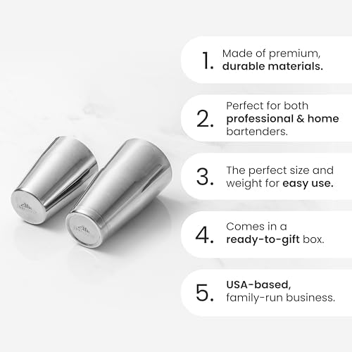 A Bar Above Boston Cocktail Shaker Set, Weighted and Unweighted, 18 Oz