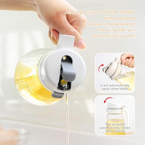 Oil Dispenser Bottle, 22oz Glass Oil Bottle with Scale, Kitchen