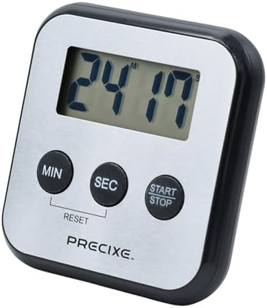 Compact Stainless Steel Digital Timer | High-Contrast LCD Display | Countdown and Countup for Kitchen, Study, or Classroom | Magnet and Stand
