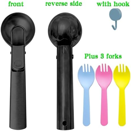 Ice cream scoop, a portable stainless steel ice cream scoop with trigger device and comfortable handle, suitable for DIY mixed ice cream, fruits, frozen yogurt, etc Large (1pcs Large black)