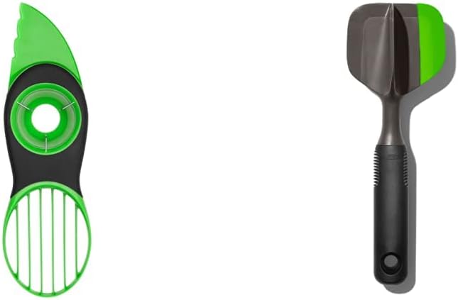 OXO Good Grips 3-in-1 Avocado Slicer - Green & Scoop and Smash Good Grips Avocado Tool, Masher, Black