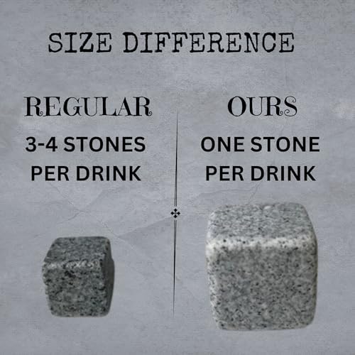 A&A Wonders Premium Whiskey Stones 100% Natural Granite Set of 4 Chilling Rocks Stone Reusable Ice Cubes for Drinks with Velvet Carrying Pouch, Gift for Whiskey Lovers (4 Geometrical Shapes)