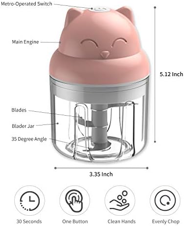 Mini Chopper, 250ml CarlCard Electric Garlic Chopper, Food Chopper for Garlic, Fruits, Onions, Vegetables, Meat, Pepper, Ginger, Salad, Baby Foods, Easy Cleaning