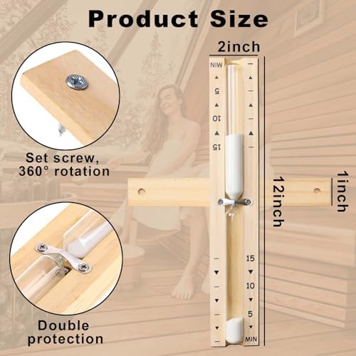Sauna Sand Timer 15 Minute, Heat Resistant Wood Hourglass Sand Clock White