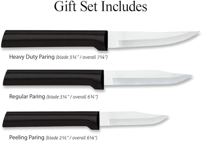 Rada Cutlery Paring Knives Galore ProPack (DG201), 3-Piece Knife Set, Stainless Steel Blades, Black Handle