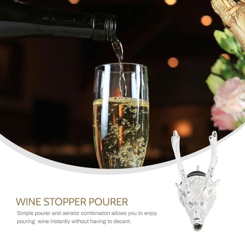 Cabilock 2pcs Christmas Deer Head Wine Pourer, Silicone Wine Aerators Deer Stag Head, Liquor Bottle Decanter Bar Accessories Party Favor for Alcohol Spirits Whiskey