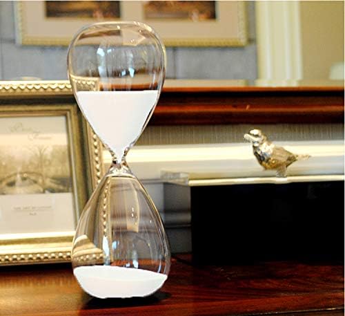 Graces Dawn Transparent Glass Hourglass Sand Timer 60 Minutes with (White)