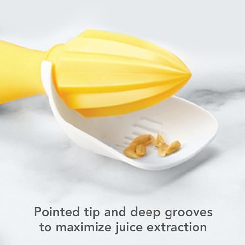 Tovolo Citrus Reamer Juicer with Seed Catcher Manual Fruit Juicer for Lemons Limes Oranges Tangerines Pomegranates, Dishwasher Safe BPA Free Plastic Handheld Fruit Juice Citrus Reamer Kitchen Tool