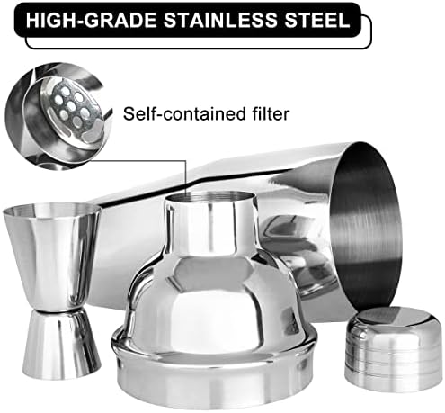 Cocktail Shaker Set, 18oz Stainless Steel Bartender Kit Martini Margarita Cocktail Set Mix Drink Making Kit, Professional Bar and Home Drink Bar Tools
