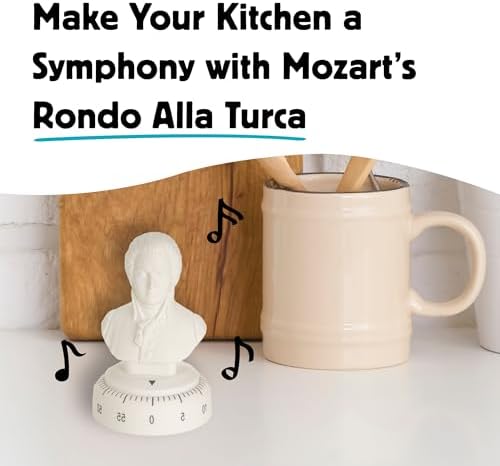 Kikkerland Mozart Timer – Musical Gadget for Home & Kitchen – 60 Minute Windup Timekeeper for Cooking for Music Lovers
