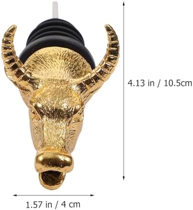 Alloy Animal Head Wine Pourer Spout with Bottle Stopper, Metallic Bull Head Design, Wine Aerator for Bar and Party Use