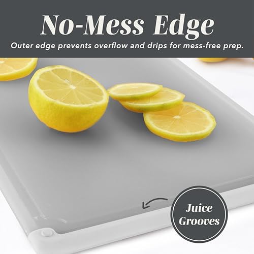COOK WITH COLOR Extra Large Cutting Board Set, Jumbo-Sized Boards with Rubber Border for Enhanced Cooking Experience, 3-Piece, Grey