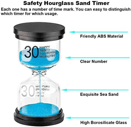 30 Minute Sand Hourglass Timer: Plastic Sand Clock 30 Minutes, Extra Blue Reloj De Arena, Unity Hour Glass Colorful Sandglass Timer for Kids, Games, Classroom, Kitchen, Decoration