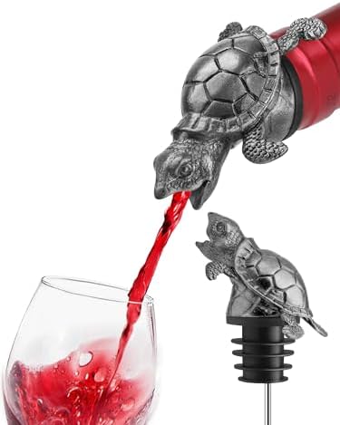 Sea Turtle Wine Pourer Bottle Stopper, Metal Animal Wine Aerator Spout with Leak-Proof Rubber, Universal Fit for Wine & Liquor Bottles, Drip-Free Turtle Wine Topper Bar Accessory Gifts for Wine Lovers