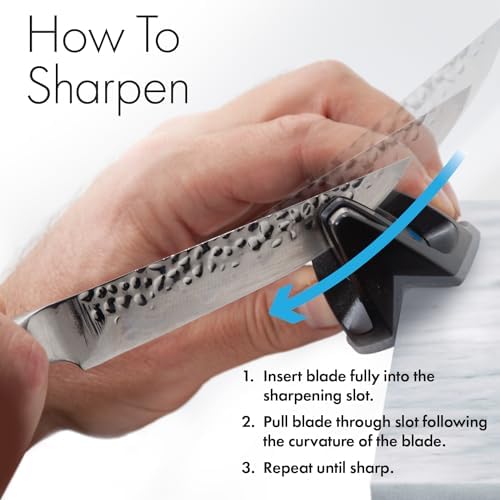 KitchenIQ 51420 | Edge Grip 2-Stage Knife Sharpener | Black – 3 Pack | Coarse & Fine Sharpeners | Compact for Easy Storage | Stable Non-Slip Base | Soft Grip Rubber Handle | Straight & Serrated Knives