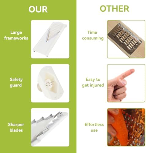 Mandoline Slicer, Adjustable Handheld Mandoline Slicer Stainless Steel Blade Vegetable Cutter for Fruits and Vegetables