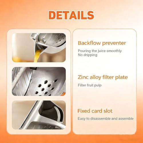 Lemon Squeezer, Stainless Steel Hand Fruit Juicer Squeezer, 2026 New Manual Lime Juice Extractor Hand Press with Ergonomic Grip, Easy to Clean Efficient Extraction of Citrus