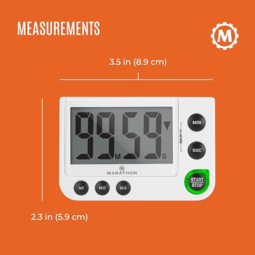 MARATHON 100-Minute Digital Timer with 3 Memory Presets (White)