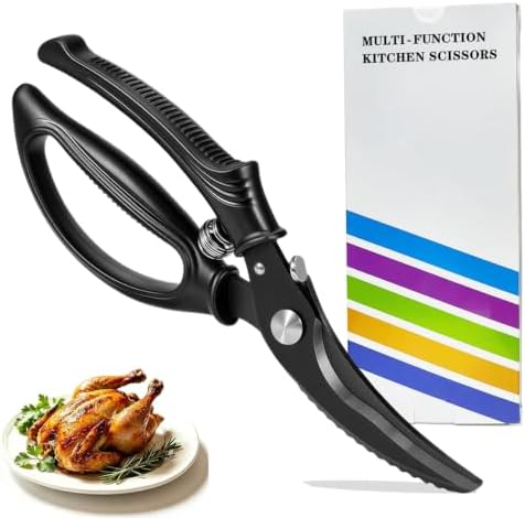 Heavy Duty Poultry Shears, SK5 Japanese Steel Kitchen Scissors – Spring Loaded All Purpose Kitchen Shears for Cutting Meat, Fish, Vegetables, Chicken Bones, Turkey
