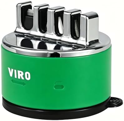 VIRO Compact Suction Kitchen Chef Knife Scissors Sharpener for Straight & Serrated Knives, 4-Stage Knife Sharpening Tool Helps Repair and Restore Blades, Grass Green