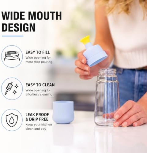 Zuutii Glass Oil Dispenser Bottles for Kitchen, No-Drip, 10.1 Fl Oz, 2 Pack