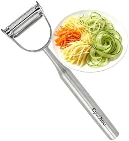 2-in-1 Julienne Vegetable Peeler, Stainless Steel Peeler & Shredder