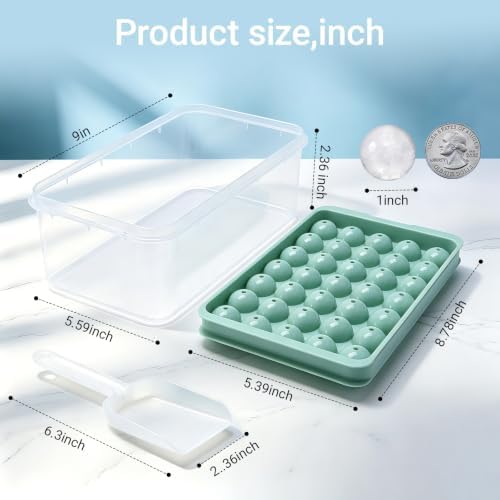 Round Ice Cube Trays with Lid and Bin, 70 Sphere Ice Ball Maker for Freezer, 1 Inch Small Ice Mold, Stackable BPA Free Ice Tray for Whiskey, Cocktails, Iced Coffee, Juice and Mixed Drinks