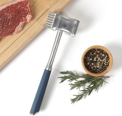 Calphalon Stainless Steel Meat Tenderizer, Dual-Sided Meat Mallet with Ergonomic Handle for Tenderizing and Flattening Beef, Chicken, Pork & Poultry